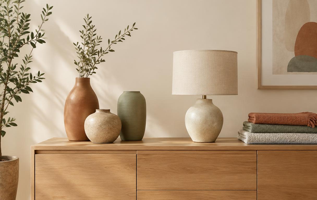 Ceramic vases and lamp from the Textile & Home Store Concept concept storefront
