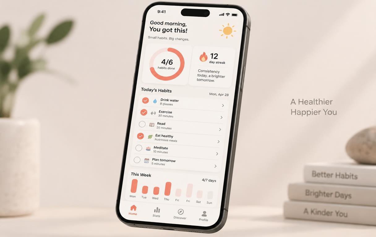 Daily habit checklist in the PocketRoutine concept app